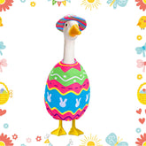 BOARDFEB Easter goose outfit with egg pattern for a lively porch display.