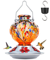 BOLITE hummingbird feeder with orange peony flower attracts hummingbirds to your garden