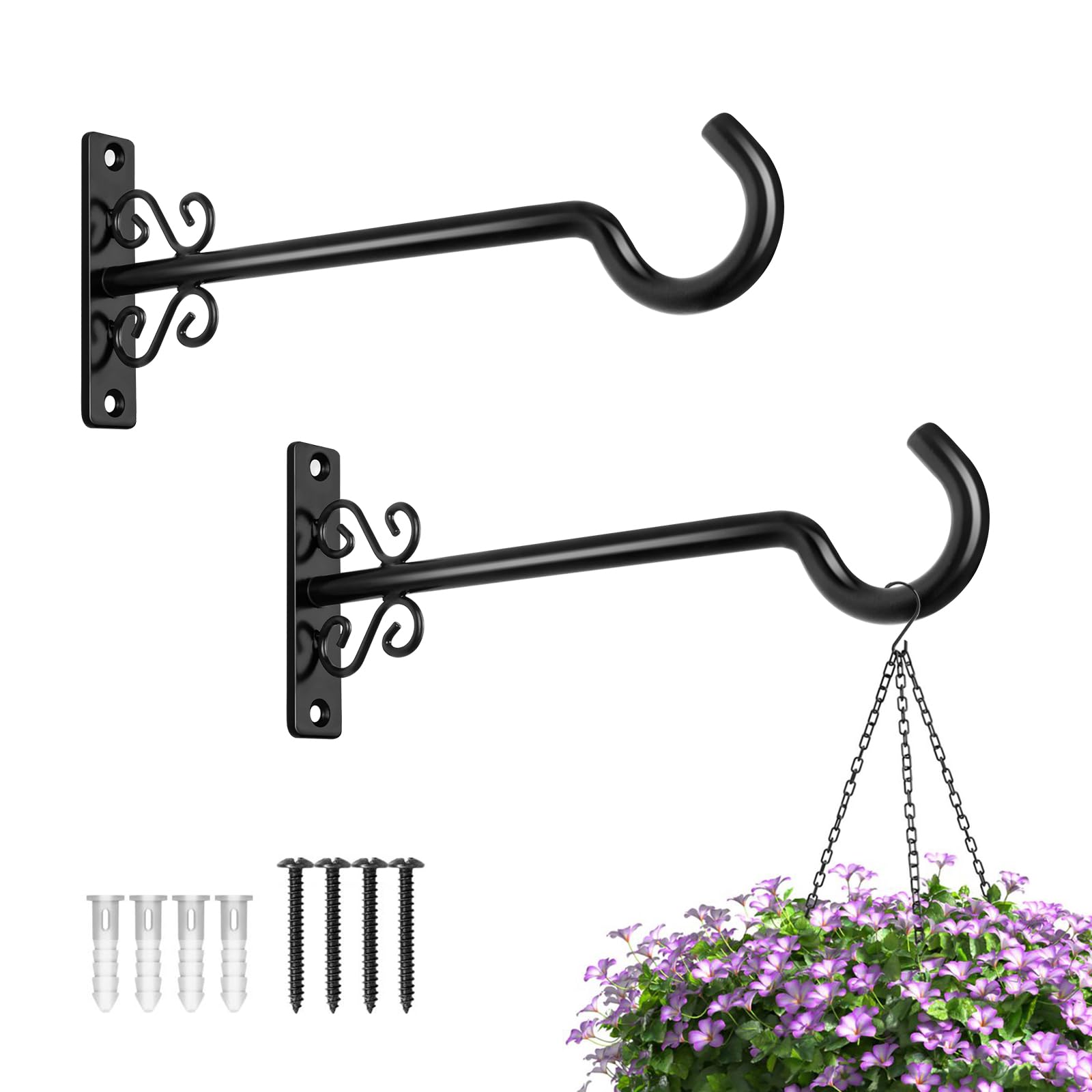 BOLITE plant hanger 8inch wall hook provides sturdy support for hanging planters.