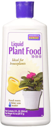 Bonide Liquid Plant Food 10-10-10 bottle pour supports steady plant nourishment