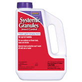 Bonide Systemic Insect Control Granules bag image showing ready-to-use outdoor protection.