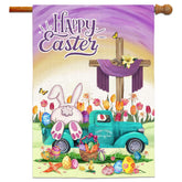 Bonsai Tree Easter Flag double sided bunny truck design for outdoor spring decor
