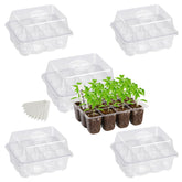 Bonviee seed starter trays 5-pack with 12 cells enable efficient indoor germination.