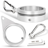 BONWIN 2-inch flag pole ring close-up shows durable aluminum and smooth swivel for easy setup