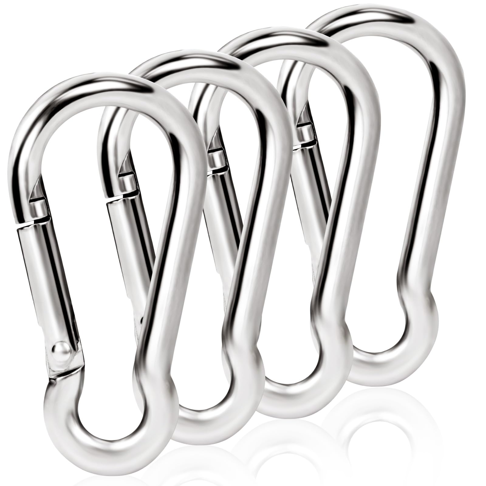 BONWIN flag pole clip set in silver, four pieces for secure flag attachment outdoors.