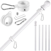 BONWIN white flag pole on exterior wall-mount for a 6 ft display