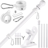 Bonwin white flag pole kit on wall for outdoor flag display