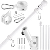 BONWIN white flag pole kit 5ft on a porch elevates your flag display.