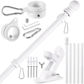 BONWIN white flag pole kit 6ft on wall mount—durable outdoor display.