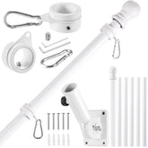BONWIN white flagpole kit assembly shows clean lines for a pristine porch display.
