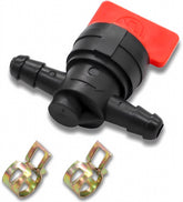 Bopurtotly fuel shut-off valve with clamp on Murray Toro tractor for secure fuel control