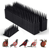BORHOOD bird spikes installed on outdoor rail deter pigeons and protect space.