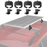 BougeRV crab mount crosses bars setup for quick solar panel attachment.