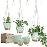 Bouqlife 34-inch macrame hanger with plant for chic indoor decor and easy watering