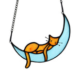 BOXCASA orange cat suncatcher on the moon brightens windows with color.