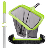 BoxedHome pool cleaning kit pole extended to 10.5 feet for hard-to-reach corners.