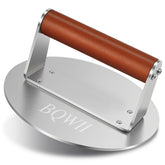 BQWII burger press in round stainless steel forming even patties for consistent cooking