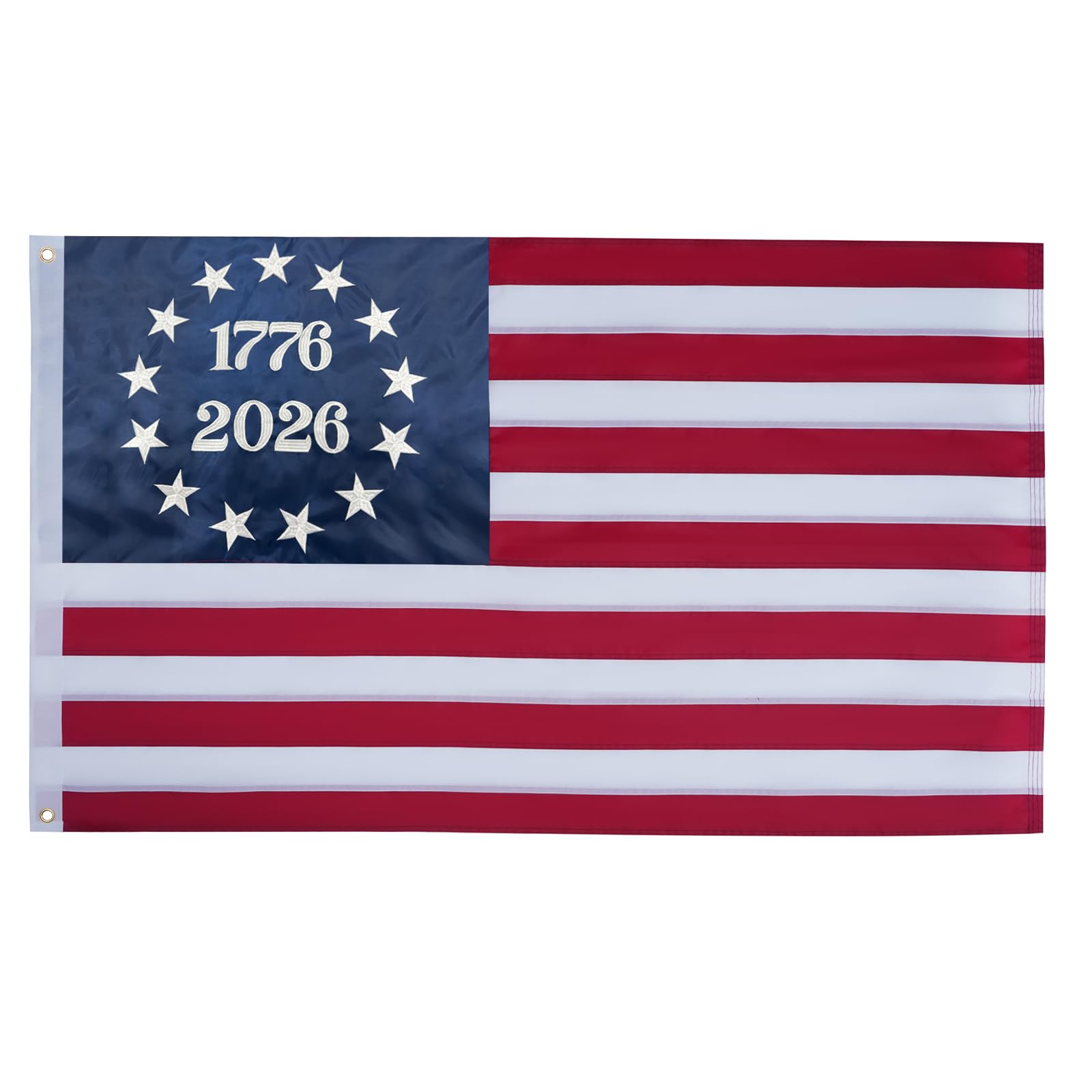 Bradford 1776 Bennington flag embroidery detail for porch display and pride.