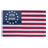 Bradford 1776 Bennington flag embroidery detail for porch display and pride.
