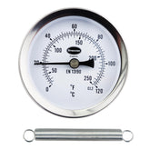 Brannan clip-on pipe thermometer dial face shows 0-120°C for quick pipe readings