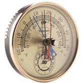 Brannan max min thermometer and hygrometer close-up gilt dial shows high and low temperatures for precise indoor monitoring