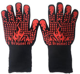 Braunel BBQ gloves with heat resistance up to 1472°F, ideal for grilling and handling hot cookware.