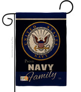 Breeze Decor navy proudly family burlap flag with double-sided readability for outdoor display