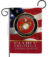 Breeze Decor US Marine Family Honor flag, front view for outdoor yard display.