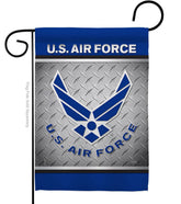 Breeze Decor US military garden flag 13x18-5 displayed outdoors.