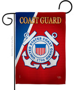 Breeze Decor USCG garden flag Semper Paratus, durable for year-round outdoor display.