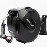 BreezeReel retractable hose reel with 100ft reach for flexible watering.