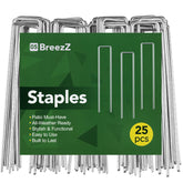 Breezz 25-pack garden staples 6-inch for durable soil anchoring and long-lasting hold.