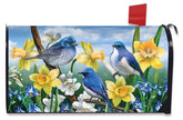 Briarwood Lane bluebirds and daffodils mailbox cover closeup enhances curb appeal