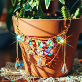 BrightRow sun catcher plant hanger teardrop beads refracting sunlight into colorful rainbows.