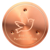 BrillaraSymm bird bath copper disk in use to support cleaner water outdoors