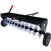 Brinly SAT2-40BH-P aerator with transport wheels enables smooth lawn transport