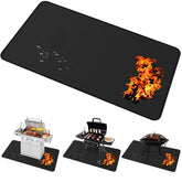 Brinman under grill mat protects deck from embers and grease.