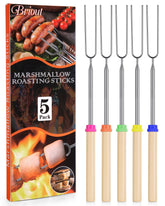 BRIOOUT marshmallow roasting sticks extended handle for safe campfire roasting.