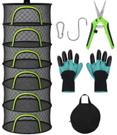BRIVADO 6-layer herb drying rack top view showing mesh tiers for efficient air flow.