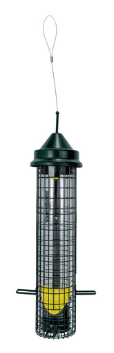 Brome Squirrel Buster Nyjer feeder with 8 ports supports multiple finches.