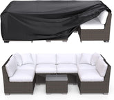 BROSYDA patio cover highlights waterproof seams protecting outdoor furniture.