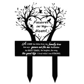 BRUKUSUR garden stake with heart-tree memorial for outdoor remembrance.