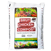 BRUT WORM FARMS chicken compost bag front view, pure organic soil amendment for gardens.