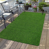 Bsmathom artificial grass rug close-up texture for a soft, realistic lawn look on patios.