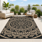 Bsmathom waterproof outdoor rug 5x8 with reversible boho pattern for versatility.