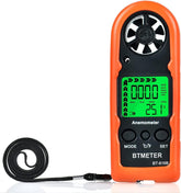 BTMETER Anemometer front view with LCD backlight for easy wind speed readings.