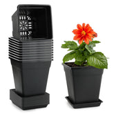 BTPLASTIK 6-inch square plant pot with drainage holes for healthy roots