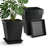 BTPLASTIK square plant pots with drainage, perfect for balconies.