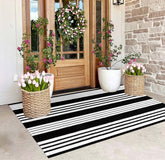 BUAGETUP outdoor rug 3x5 striped front porch texture enhances curb appeal.