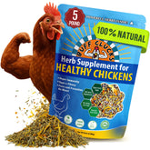 Buff Clucks herb supplement for backyard chickens supports daily wellness when mixed with feed.